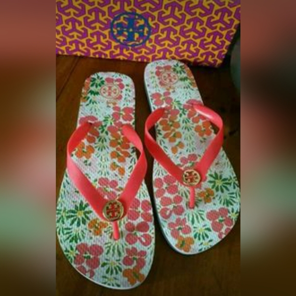 TORY BURCH Floral Flip Flops - sz 11 - Picture 3 of 8